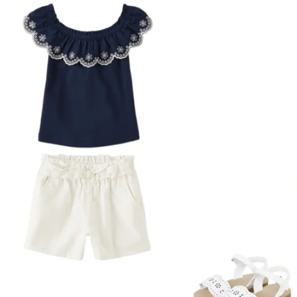 Gymboree Navy Blouse‎ with White Floral Trim